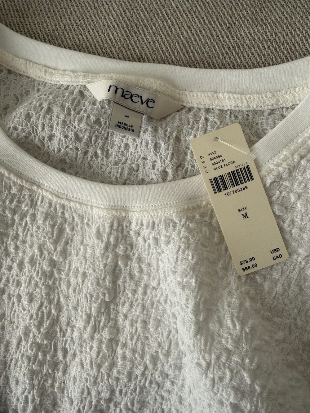 Anthropologie Maeve White Top with Blue Floral Bodice - Picture 2 of 3